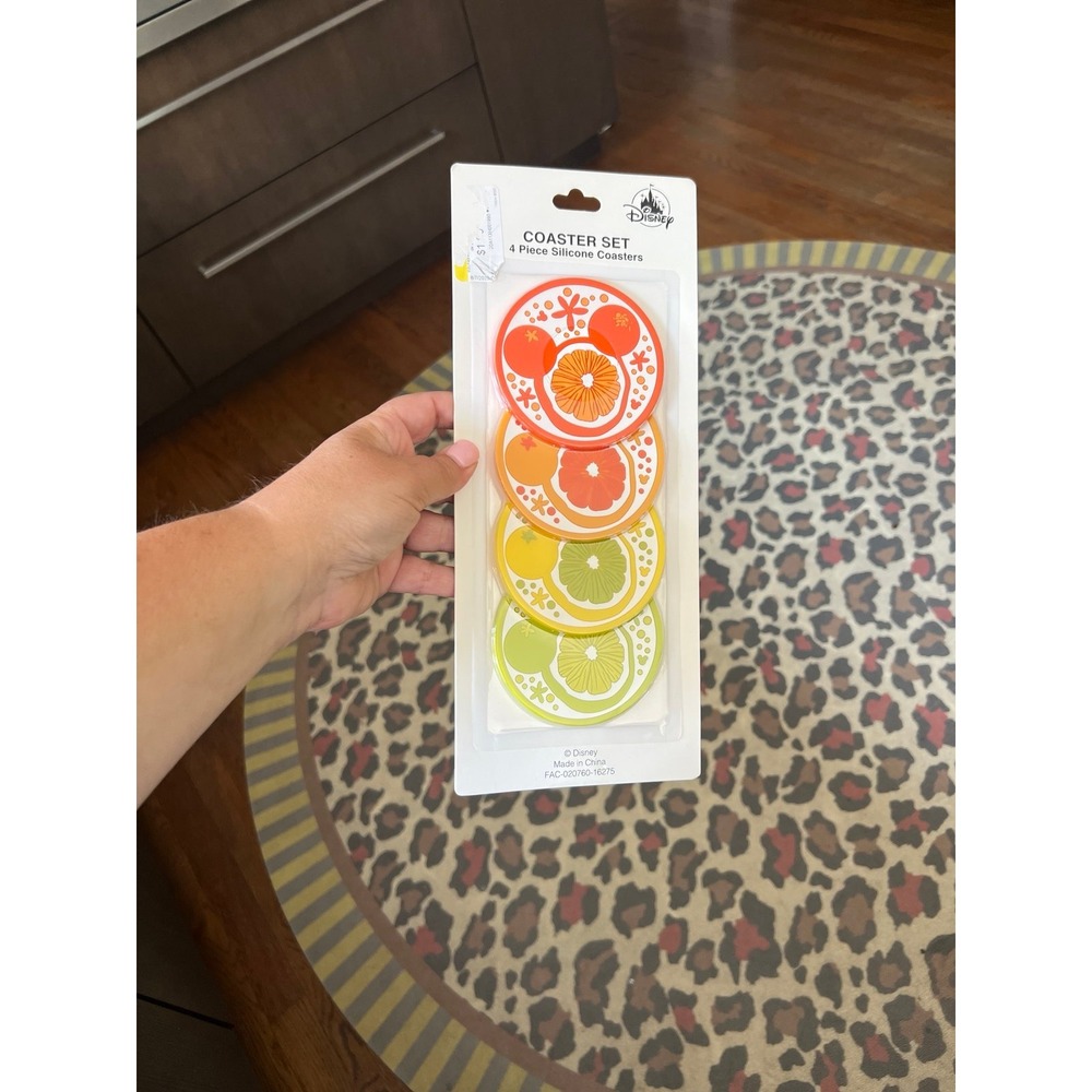 Disney Parks Mickey Icon Citrus Collection Slices 4 Piece Silicone Coasters new